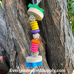 Zig Zag Hanging Vine and Pine Wood Bird Toy