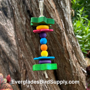 Mini Rainbow Beads and Flowers Hanging Bird Toy