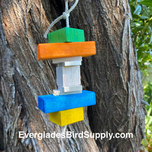 Small Colorful Natural Pine Wood Blocks Bird Chew Toy