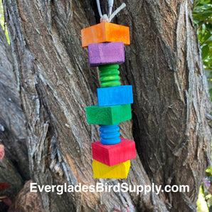 Colorful Natural Pine Wood Blocks Bird Chew Toy