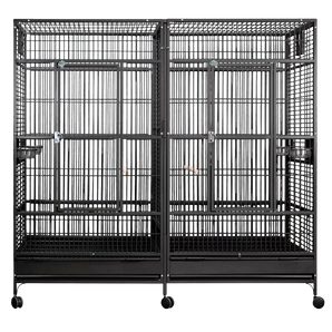 8040FL Black - 80"x40"x74" Double Macaw Cage with Divider