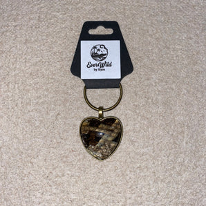 Genuine Burmese Python Heart Keychain - EverWild by Kym - EWK1