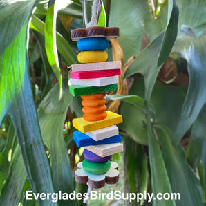 Colorful Natural Pine Wood Bird Chew Toy - With Pine Daisies Parrot Toys - Conure Toys