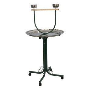 Parrot T-Stand with Casters and Stainless Steel Dishes - A&E Cage Co - Black