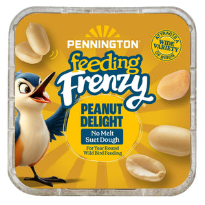 Pennington Feeding Frenzy Peanut Delight No-Melt Suet Dough, 11.75 oz Bird Suet Cake, Wild Bird Food, 1 Pack