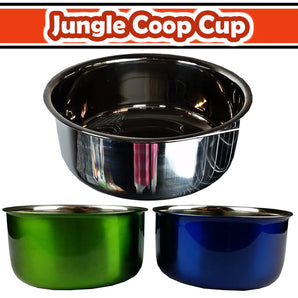 A&E Stainless Steel Jungle Coop Cup - Colorful Bird Food/Water Bowls With Ring & Bolt